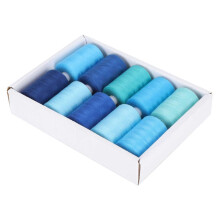10 Rollen blaues Nähgarn-Set, kühler Farbton