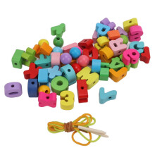 51 perles à lacer alphabet avec ficelles, œillet à la main