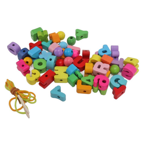 51Pcs Alphabet Lacing Beads with Strings Hand Eye 2
