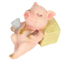 Schweinefigur aus Kunstharz, klein, farbenfroh, dekorativ