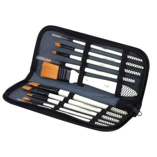10-pack konstnärspenselset nylonhår akvarell 1