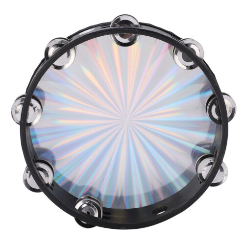 10in Hand Held Drum Double Row Jingles ABS 1