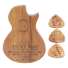 Guitar Pick Box Engraved Guitar Portable 3 Wooden