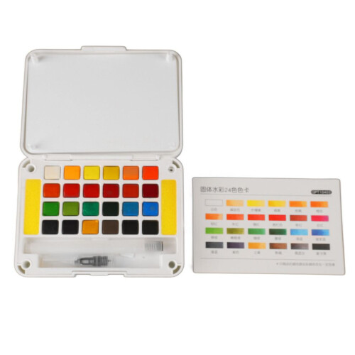 Aquarelverf in 24 heldere kleuren, sneldrogend.