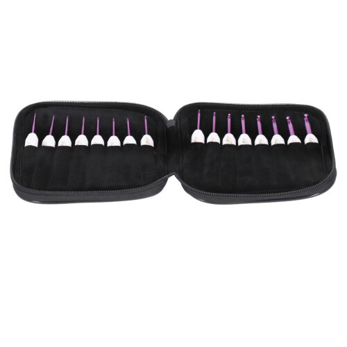 16Pcs Crochets Set ABS Plastic Handle Fine to 2