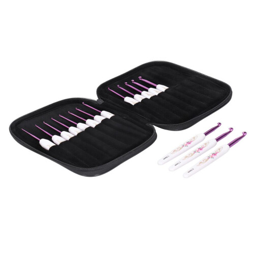 16Pcs Crochets Set ABS Plastic Handle Fine to 1