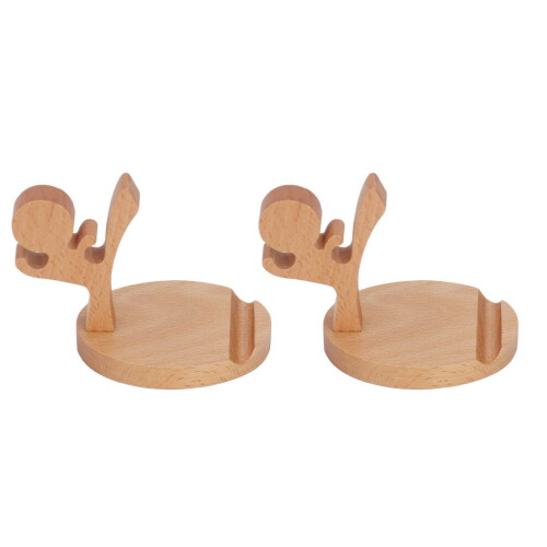 2 Set Mobile Phone Holder Beech Wood Cute 2