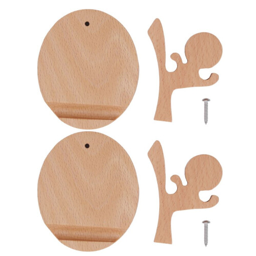 2 Set Mobile Phone Holder Beech Wood Cute 1
