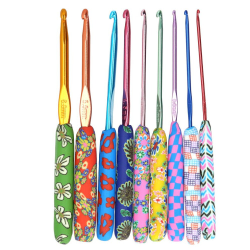 9Pcs Crochet Hook Set with Ergonomic Handles