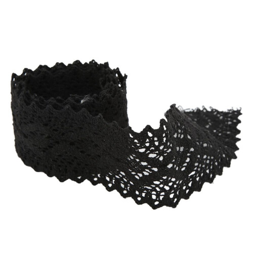 Spitzenband, Baumwollgarn, 10 Yards, Schwarz