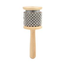 Cabasa de madera con bola de acero y manivela, juguete portátil