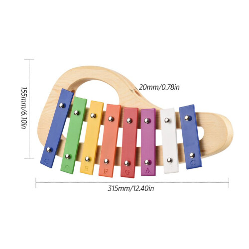Wood Pine Xylophone 8-Note Klockspel 3mm