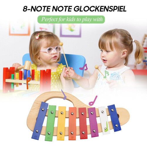 Wood Pine Xylophone 8-Note Klockspel 3mm 2
