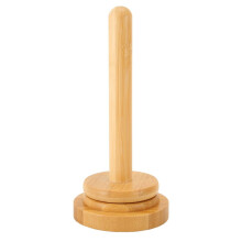 Portahilos de madera con base estable y resistente.