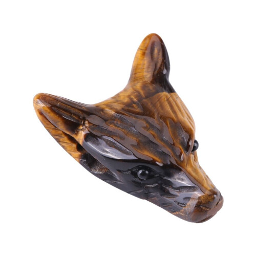 1pc Wolf Head Shaped Pendant Natural Tigers Eye 2