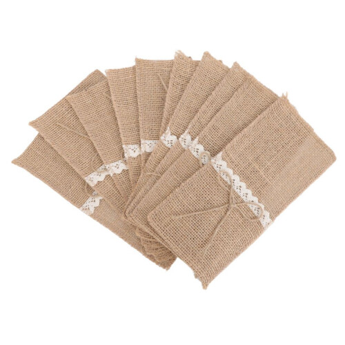 20 Stück Jute-Besteckhalter mit Spitze 1
