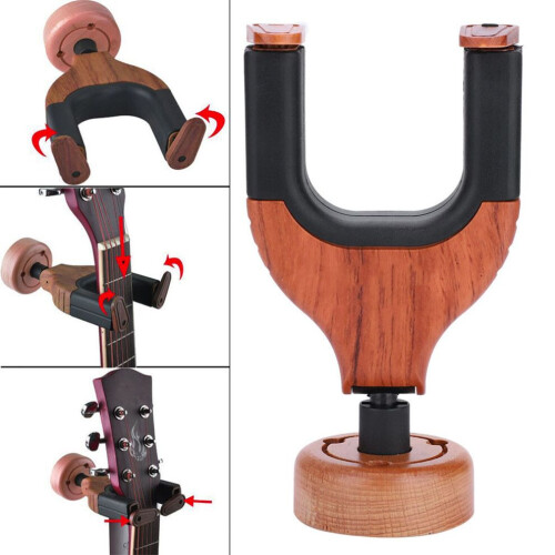 Väggmonterad gitarrhängare för massivt trä 1