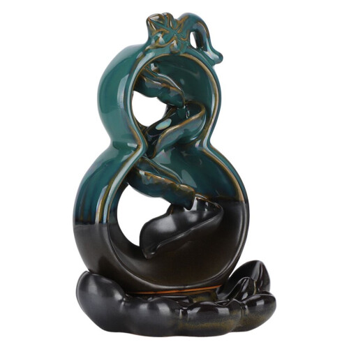 Backflow Incense Burner Ceramic Lotus Base Gourd 2