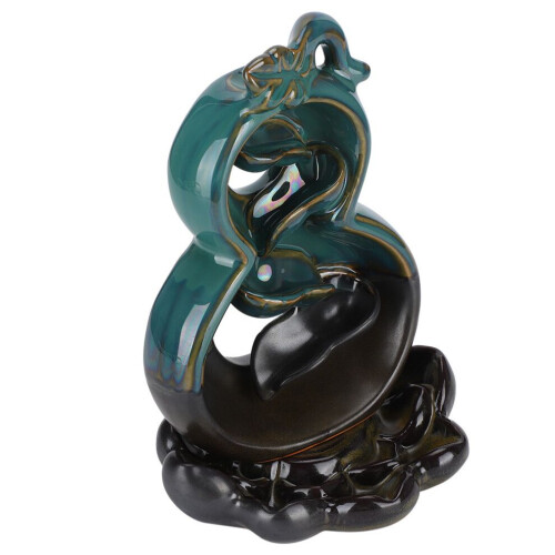 Backflow Incense Burner Ceramic Lotus Base Gourd 1