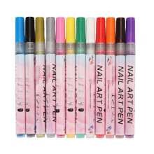 12 Stück 3D-Nagellackstifte, 0,5 mm Spitze, leuchtende Farben