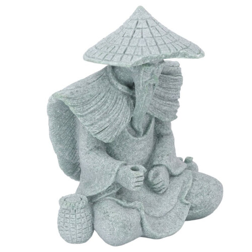 Fischerstatue, sitzender angelnder alter Mann, Figur 2