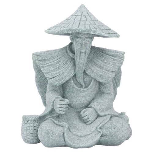 Fischerstatue, sitzender angelnder alter Mann, Figur 1