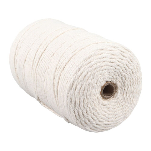 Hilo de algodón de 3 mm, 273 yardas de largo, blanco suave 1