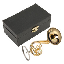 Miniatur-Waldhorn-Modell aus Messing, goldfarben, stilvoll