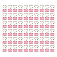 60 Stück Binderclips mit herzförmigem Griff, rosa