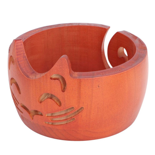 Cuenco de lana de madera con forma de gato adorable 1