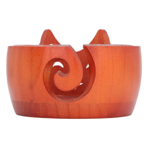 Cuenco de lana de madera con forma de gato adorable 2