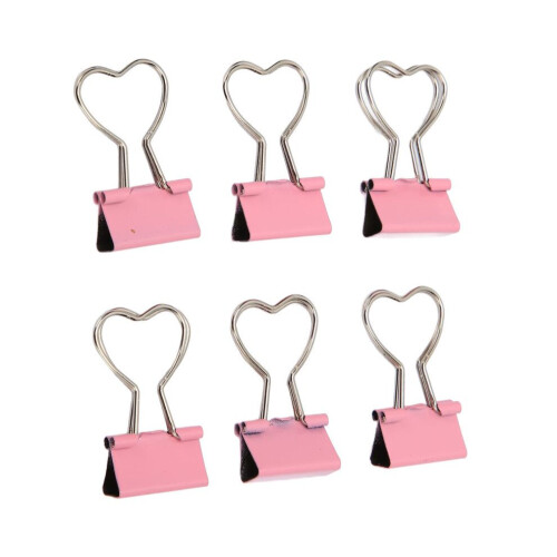 60 Stück Binderclips mit herzförmigem Griff, rosa 2