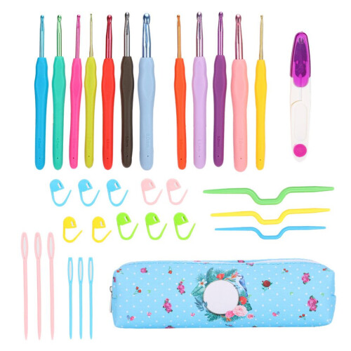 12Pcs Color TPR Soft Handle Crochet Set DIY Hand