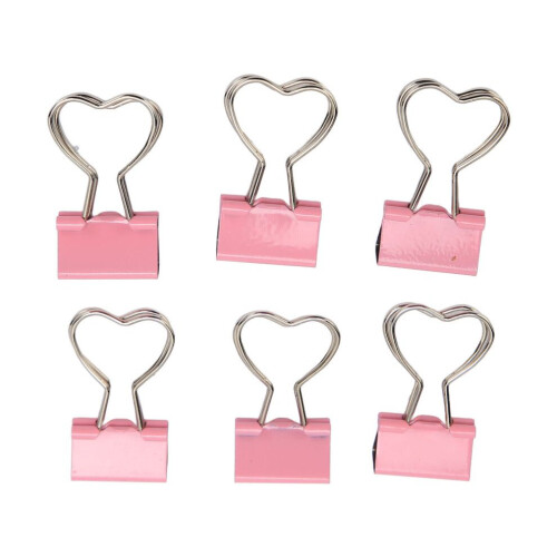 60 Stück Binderclips mit herzförmigem Griff, rosa 1