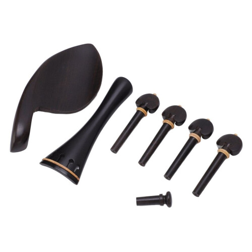 Ensemble d'accessoires pour violon 4/4 en buis incrusté d'ébène complet 2