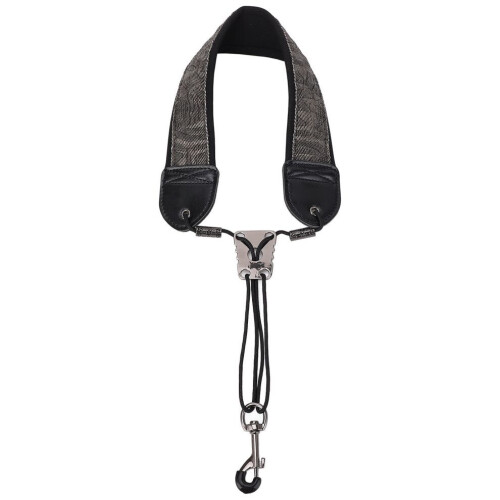 Correa de cuello para saxofón, de metal y algodón, ajustable.