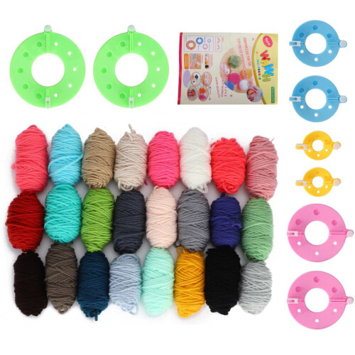 Pompon Maker Kits, Fluff Ball Weaver DIY, 24 kleuren