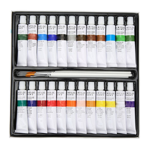 Acrylfarben-Set, 24 Farben à 12 ml, tragbar, sicher 1