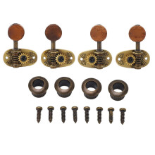 4 stuks stemknoppen voor ukelele, 2 rechts en 2 links, van metaal en palissanderhout