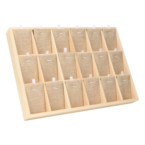 Schmuck-Präsentationstablett aus Holz und Samt 2