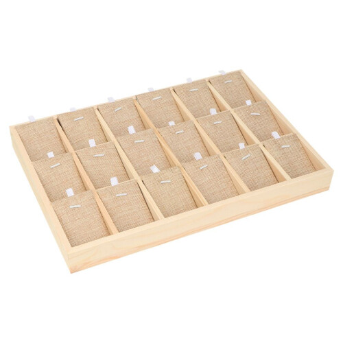 Schmuck-Präsentationstablett aus Holz und Samt 1