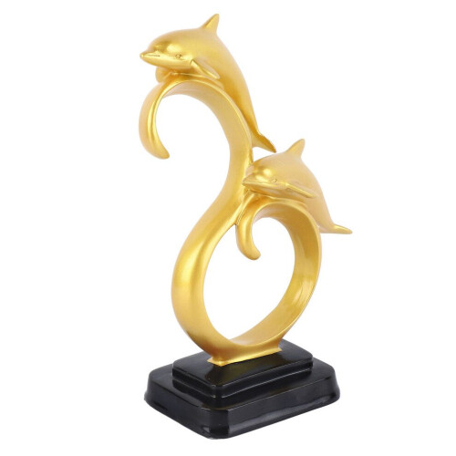 Figurine dauphin couleur or, élégante, simple et durable