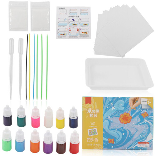 Marmorierfarben-Set, 12 Farben à 6 ml, DIY-Malerei