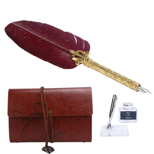 Feather Writing Pen Set Vinage Calligraphy Drawing 2