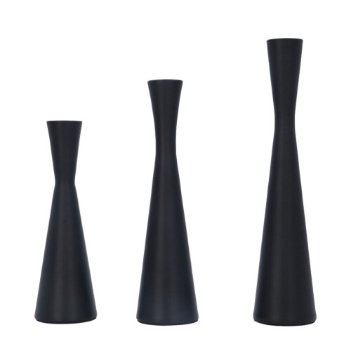 3 Pcs Black Candlestick Holders European Style