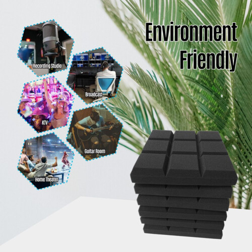 12pcs 12*12*2inch Studio Sound Insulation Foam for 2