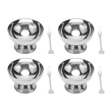 4 cuencos para helado de acero inoxidable de grado alimenticio.