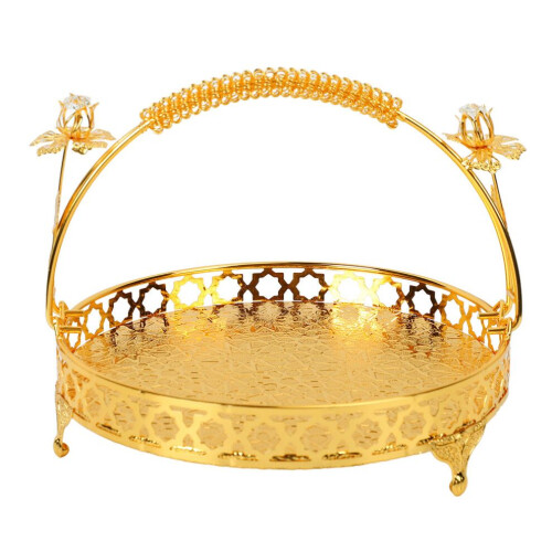 Fruit Tray Retro Style Round Large Capacity Handle