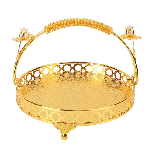 Fruit Tray Retro Style Round Large Capacity Handle 1