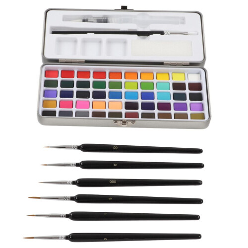 Aquarellfarben-Set, 50 Farben, Verpackung in einer Eisenbox